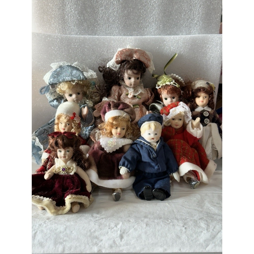 SM Porcelain Articulated Doll Vintage Lot of 9 Various Sizes Styles Victorian